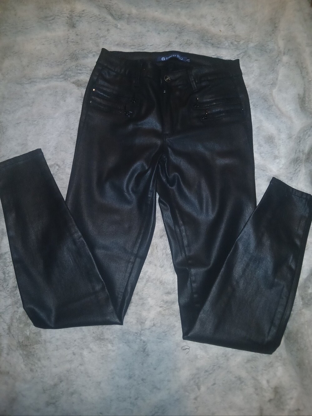 Women's Faux Leather Skinny Jeans - Black